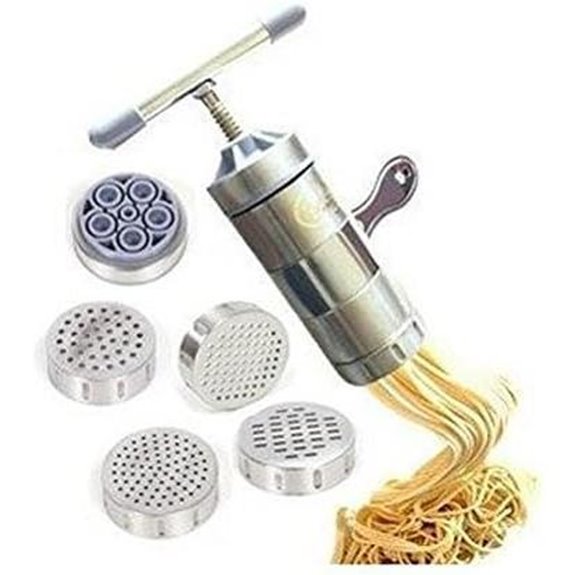 Stainless Steel Manual Pasta Maker with 5 Molds
