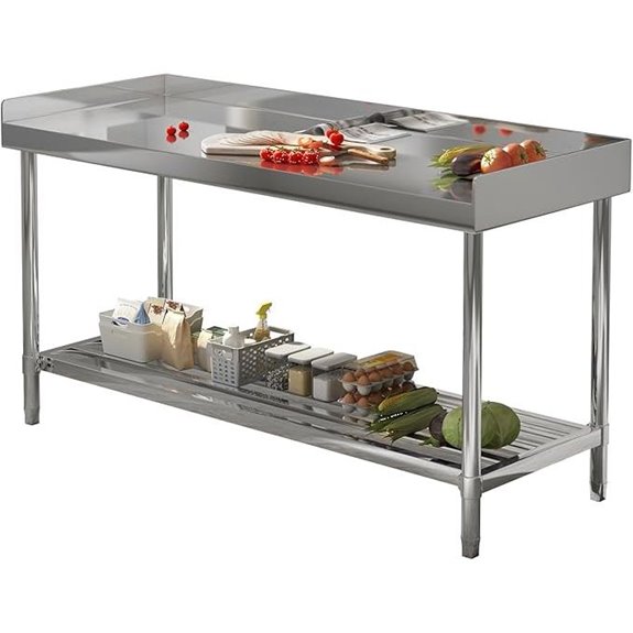 Stainless Steel Commercial Kitchen Prep Table with Backsplash