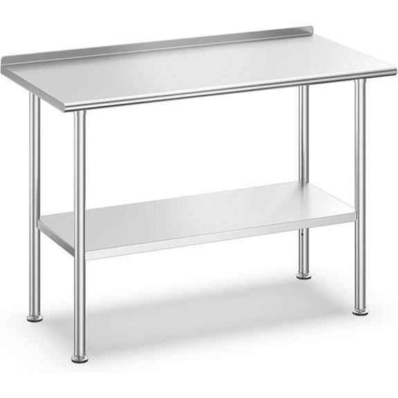 All-Stainless Steel Prep Table with Backsplash and Shelf