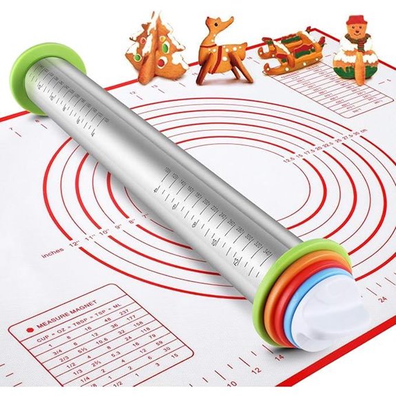 Stainless Steel Rolling Pin & Silicone Mat Set