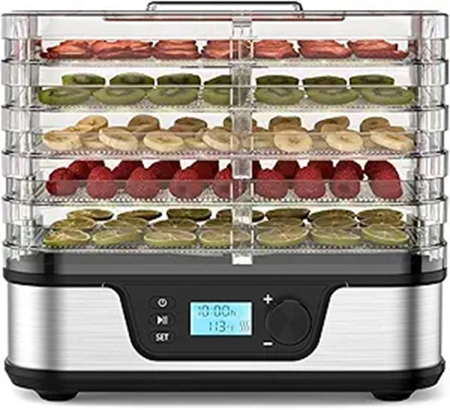 Food Dehydrator with Stainless Steel Trays and Timer