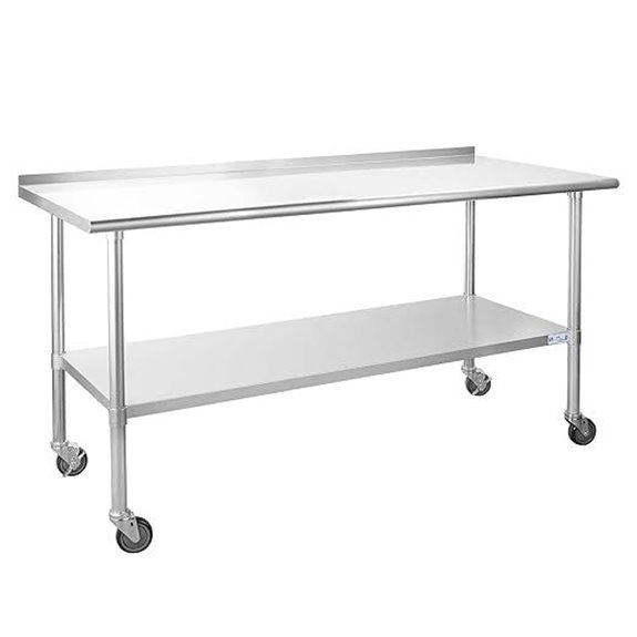 Stainless Steel Prep & Work Table with Caster Wheels