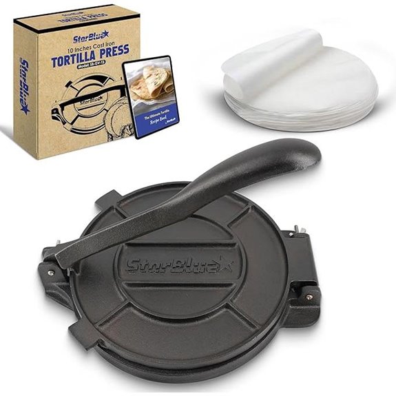 StarBlue 10-Inch Cast Iron Tortilla Press with Extras