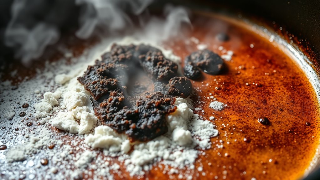 steam softens burnt flour