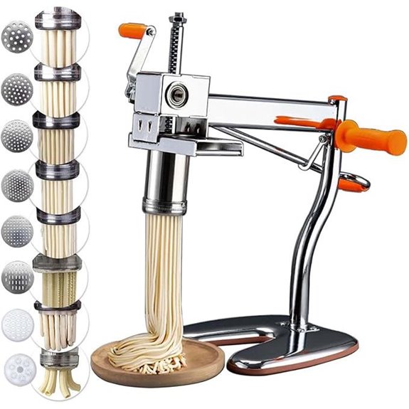 Steel Pasta Maker with 8 Molds and Cleaning Brush
