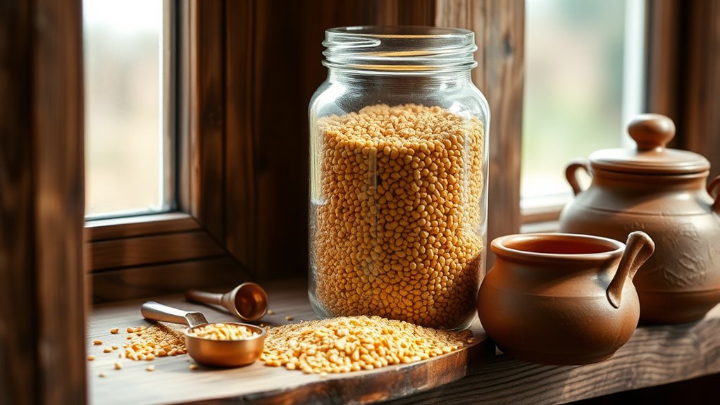 store grains in airtight cool darkness