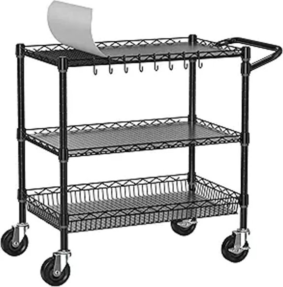Heavy Duty 3-Tier Rolling Utility Cart with Handle