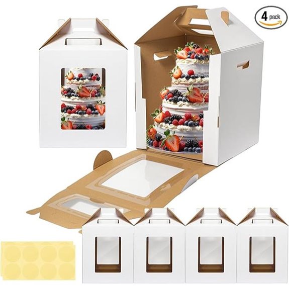 McFleet Tall Cake Boxes 4 Pack with Window