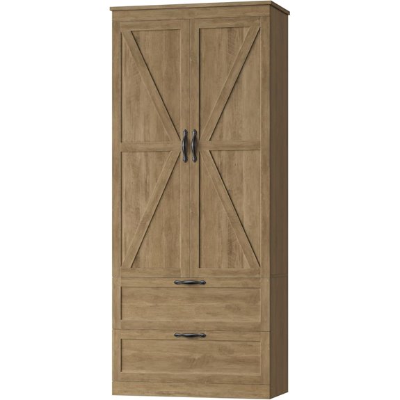 HOSTACK 70 Tall Kitchen Pantry with Barn Doors