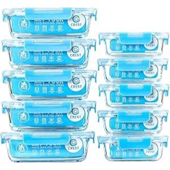 C CREST 10 Pack Glass Meal Prep Containers