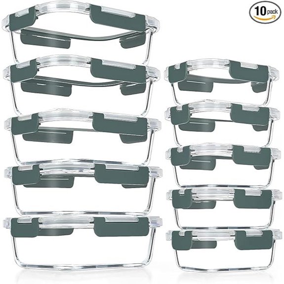 VERONES 10-Pack Glass Meal Prep Containers