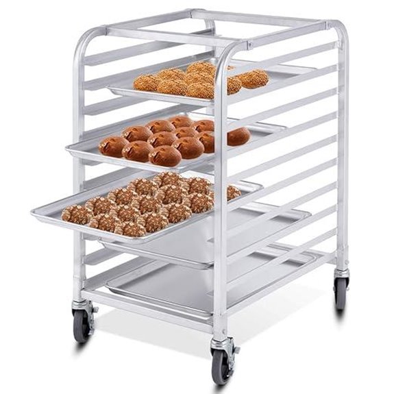 Giantex 10-Tier Aluminum Bakery Rack with Lockable Casters