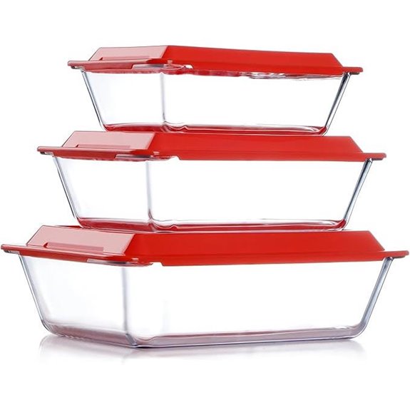 NutriUPS 3-Pack Deep Glass Baking Dishes with Lids