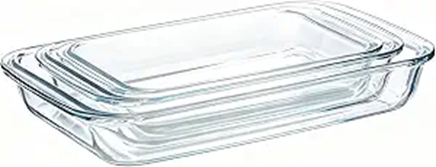 3-Piece Glass Baking Tray Set (Microwave & Oven Safe)