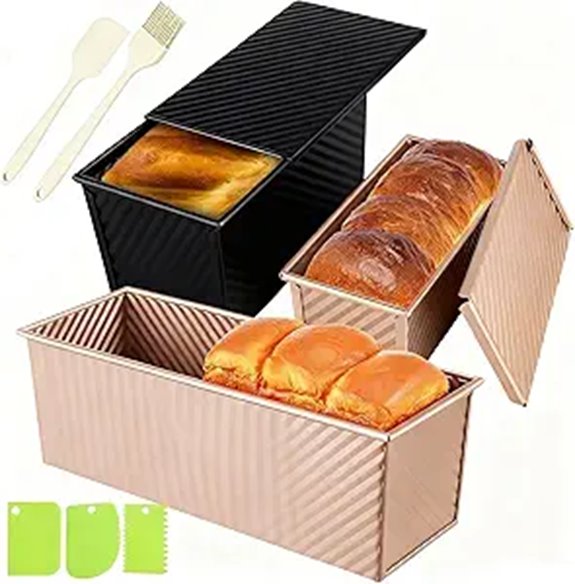 3-Pack Pullman Loaf Pans with Lids for Baking