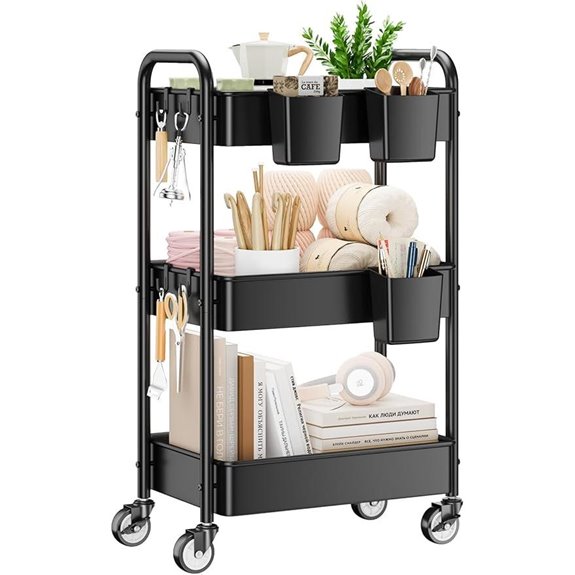 YASONIC 3-Tier Metal Rolling Utility Cart