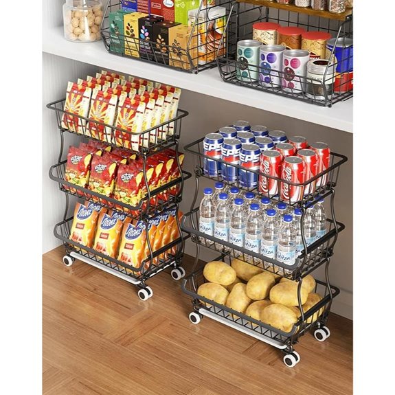 3-Tier Rolling Pantry Storage Cart