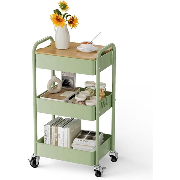 3-Tier Rolling Utility Cart with Locking Wheels