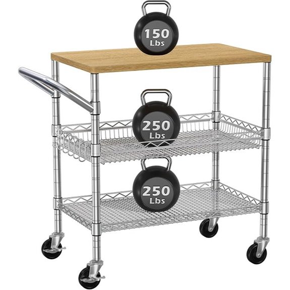 3-Tier Rolling Kitchen Cart with Storage