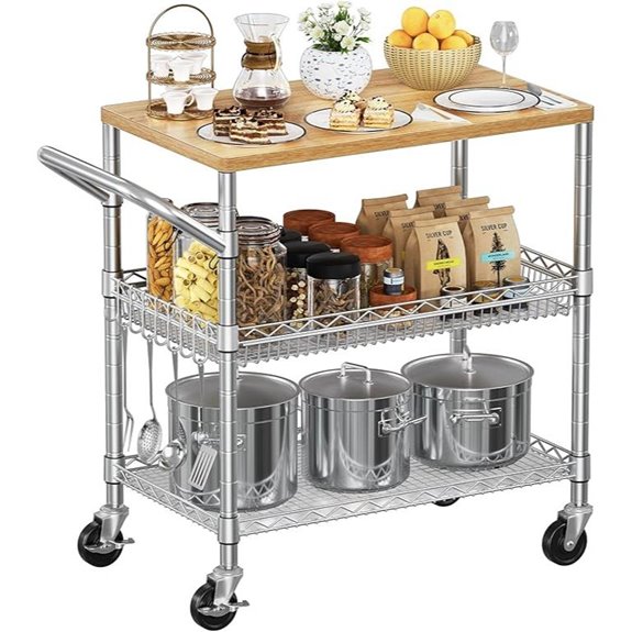NTE 3-Tier Rolling Kitchen Cart with Hooks