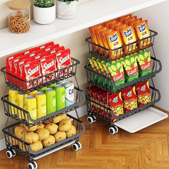 Miyawell 3-Tier Rolling Pantry Cart with Wheels