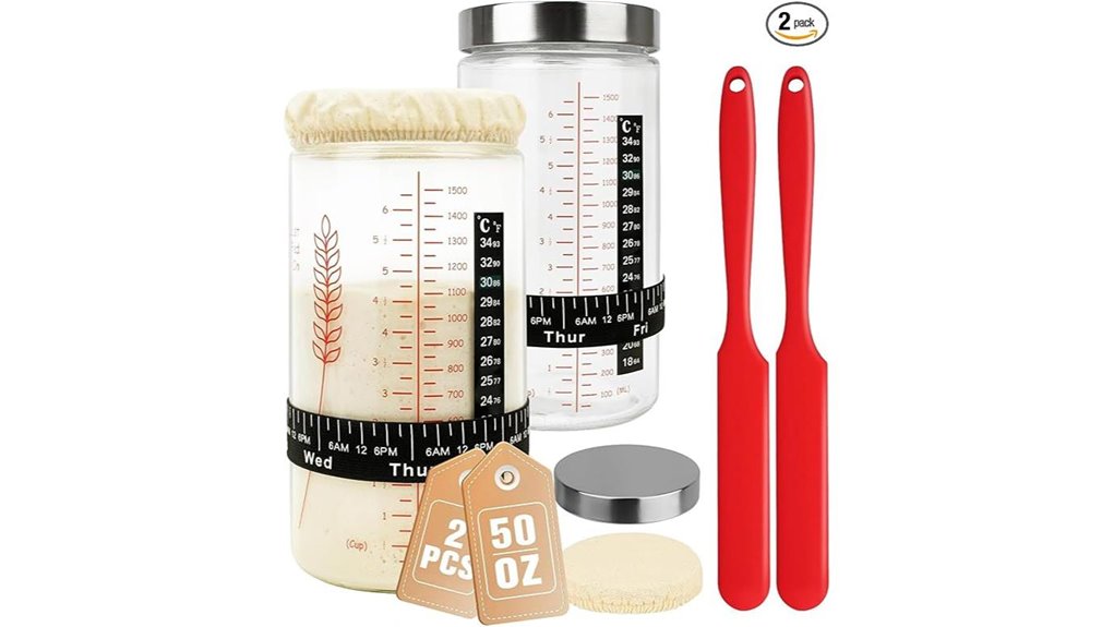 two 50oz sourdough jars