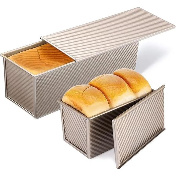 2 Pack Non-Stick Pullman Loaf Pans with Lid