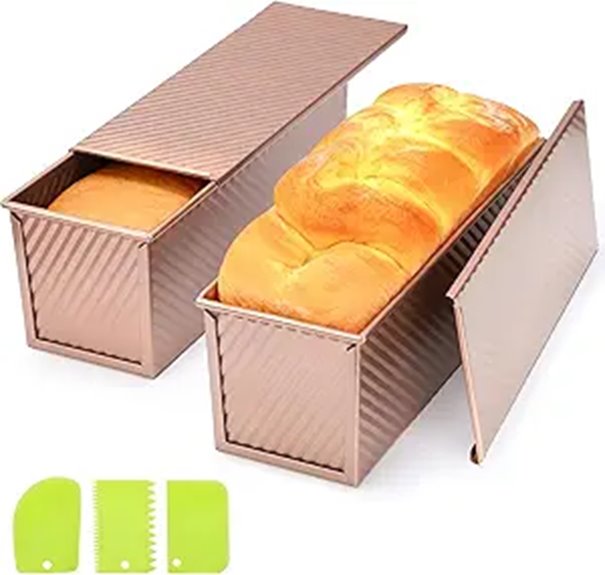 Beasea 2 Pack Loaf Pans with Lid Nonstick Bakeware