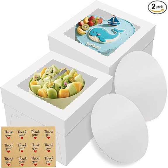2 Pack Cake Boxes with Window and Lids