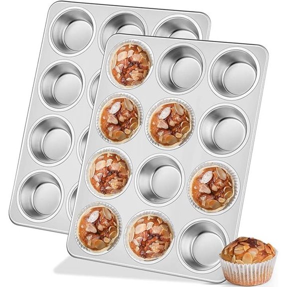 Leonyo 2 Pack Stainless Steel Muffin Pans