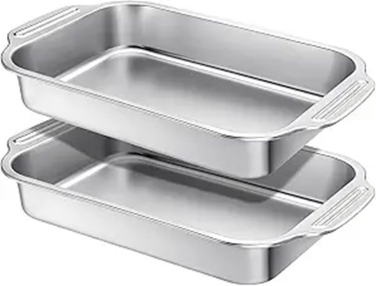 2-Pack 9x13 Inch Stainless Steel Baking Pans