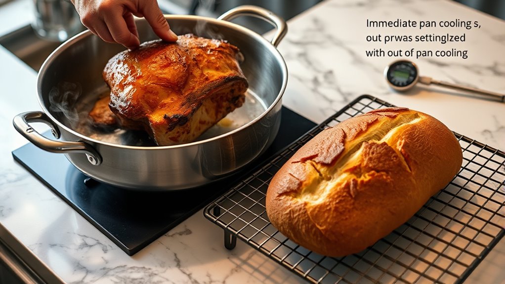 use shallow pans and ice baths