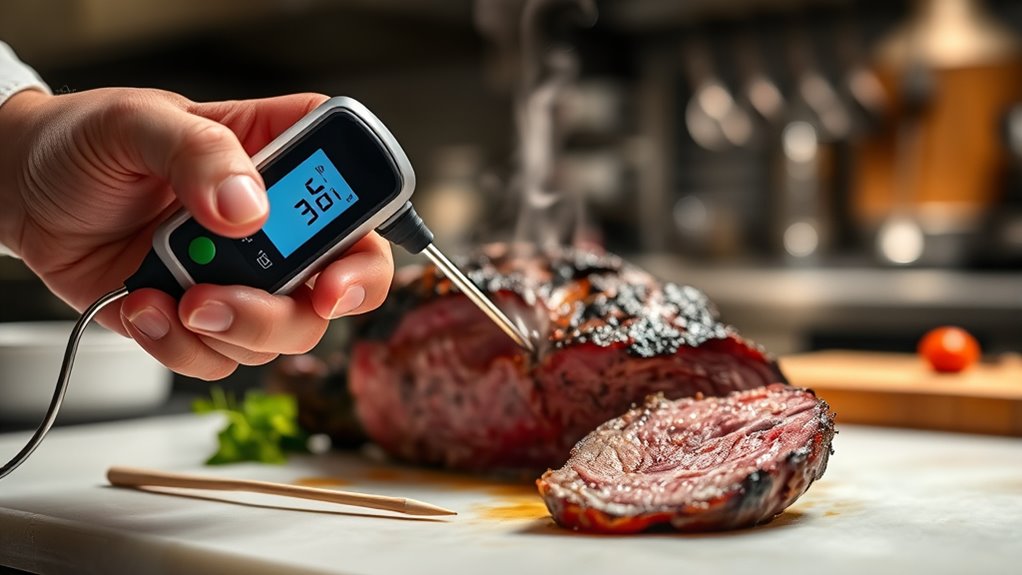 use thermometer for accurate doneness