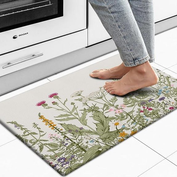 Colorful Floral Kitchen Rug Non-Slip Waterproof Mat