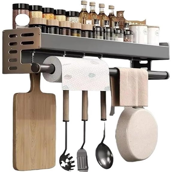 Wall-Mounted Kitchen Utensil & Spice Storage Rack