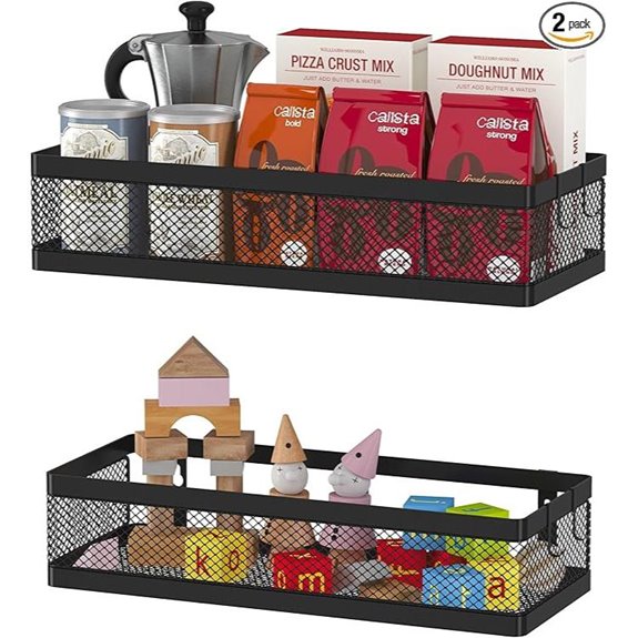 PUSDON Wall Mount Metal Storage Baskets (2 Pack)
