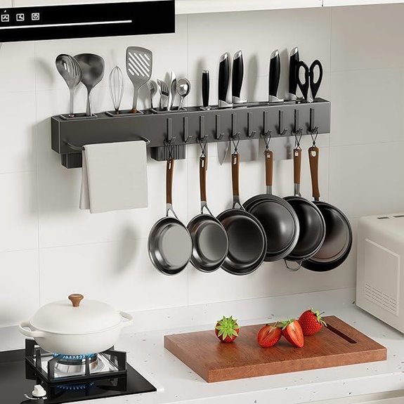 NET MEYA Wall-Mounted Pot Rack with S Hooks