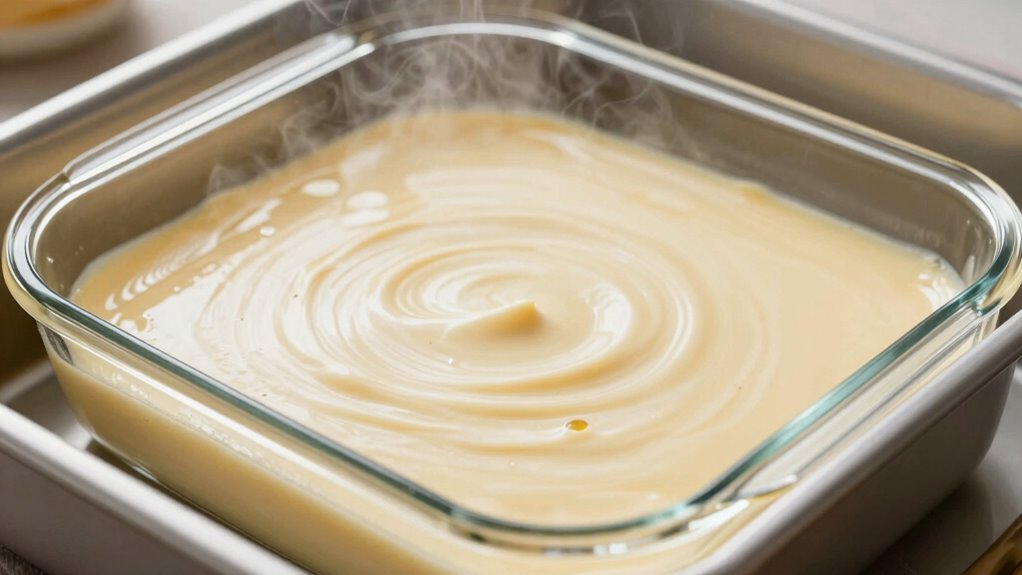 water bath ensures smooth cheesecake