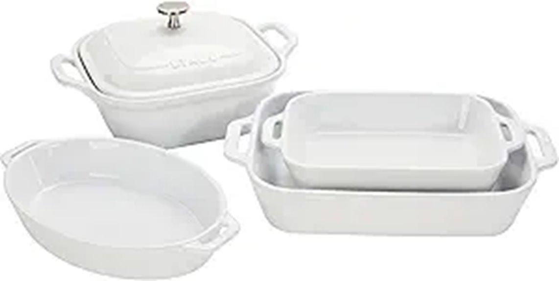 Staub Ceramic Stoneware 5-pc Mixed Baking Dish Set – White