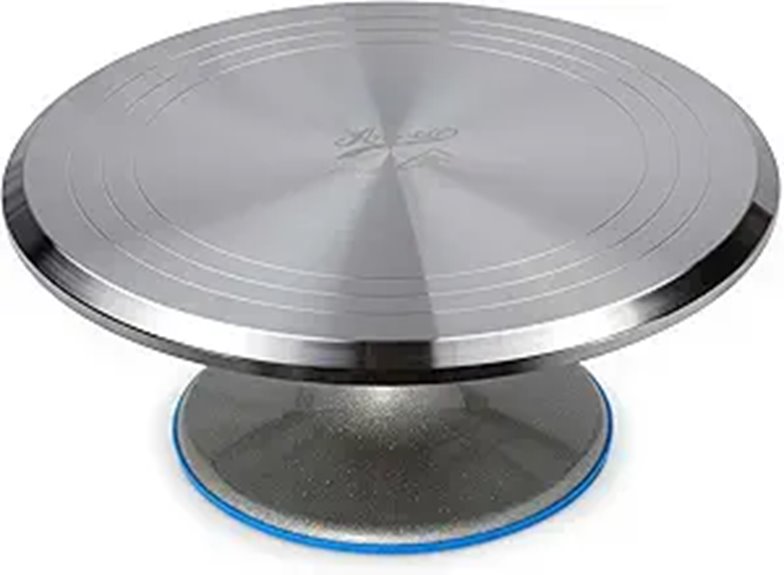 Ateco Revolving Cake Decorating Stand 615 12 Round Aluminum Base White
