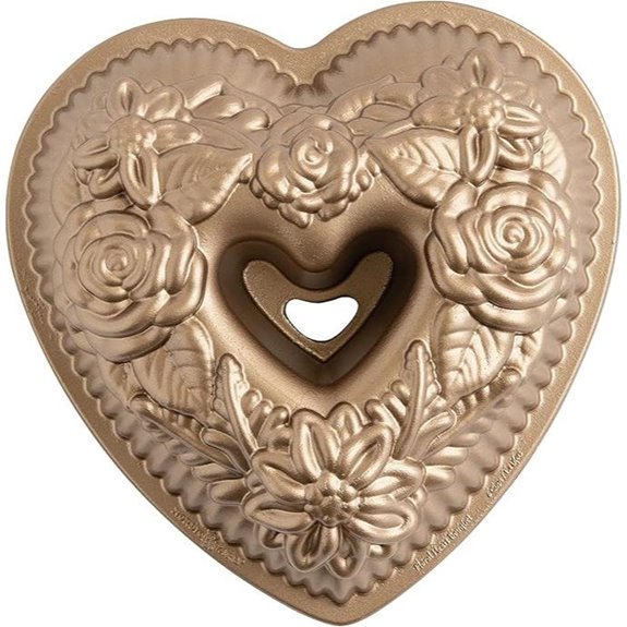 Nordic Ware Wildflower Heart Bundt 6 Cup Toffee