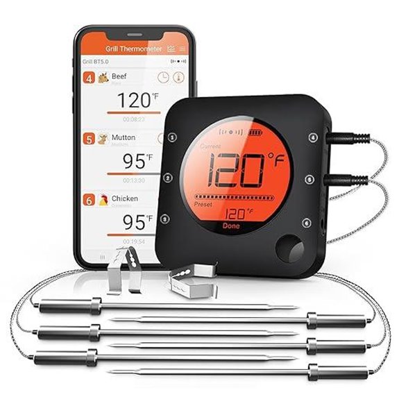 BFOUR Wireless Bluetooth Meat Thermometer with Probes