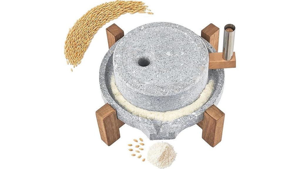 wooden base grain mill
