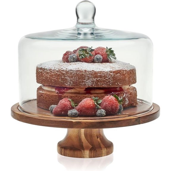Libbey Acacia Wood Cake Stand with Lid