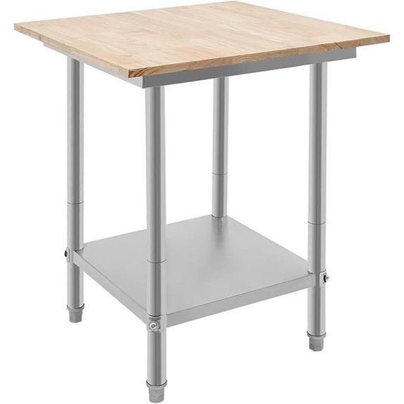 Wood Top Work Table with Lower Shelf