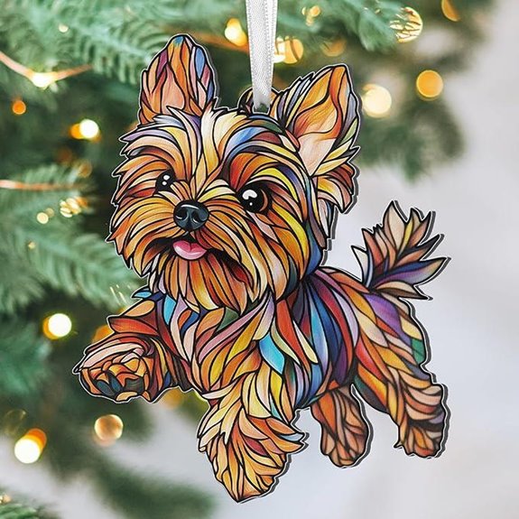 yorkie christmas dog ornament